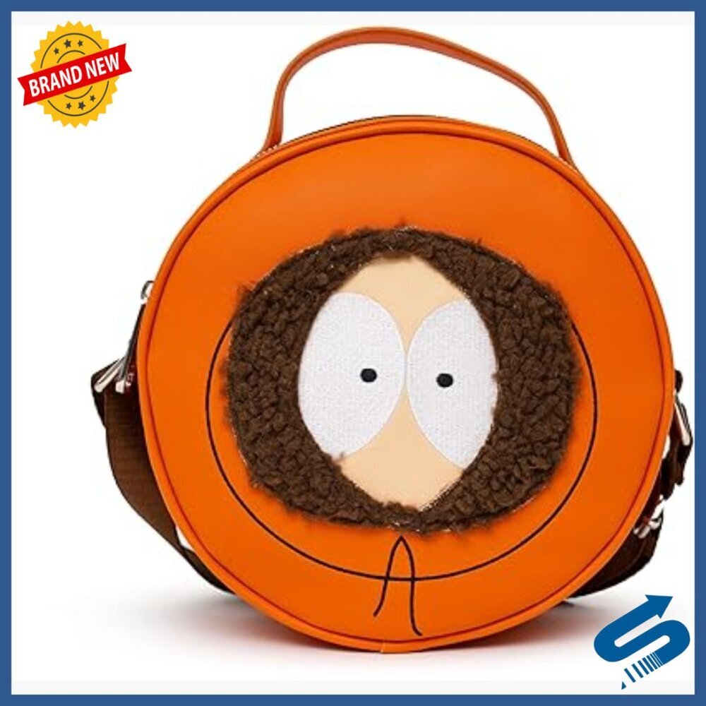 Round Vegan Leather Crossbody Bag with Kenny South Park Embroidery